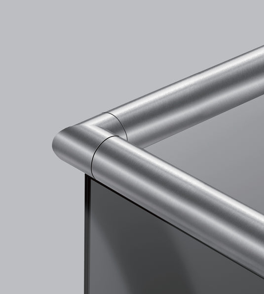 Ъгъл хоризонтален на 90 градуса за ръкохватка ф42,4х1,5мм. с канал за стъкло или LED от неръждаема стомана - Инокс