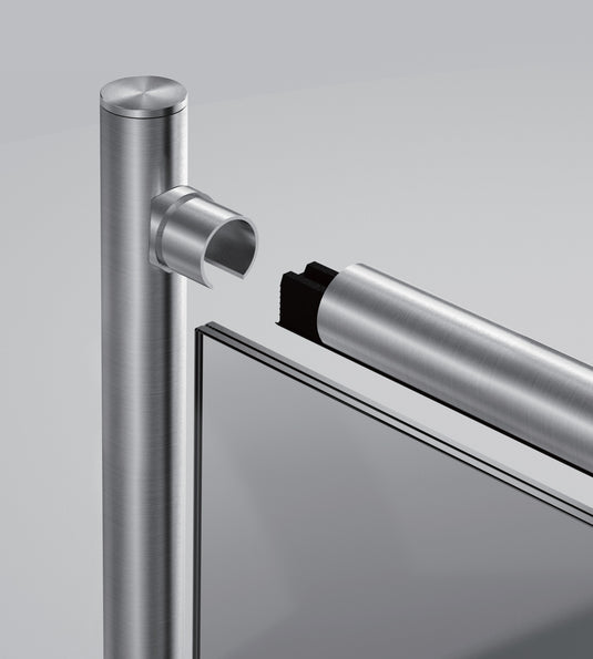 Т-връзка за ръкохватка ф42,4х1,5мм. с канал за стъкло или LED от неръждаема стомана - Инокс