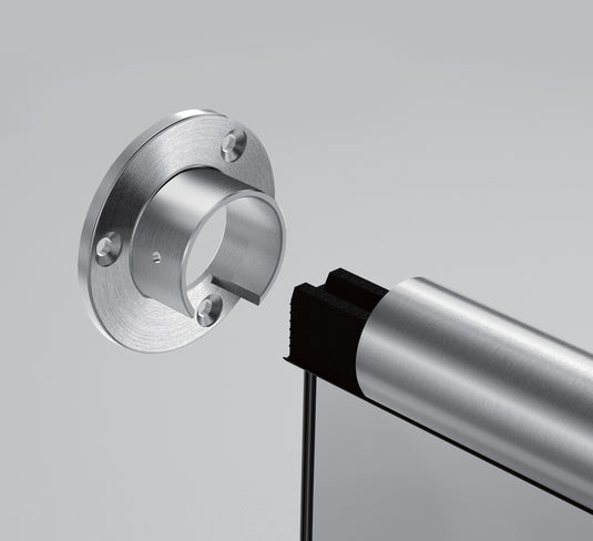 Стенен фланец за ръкохватка ф42,4х1,5мм. с канал за стъкло или LED от неръждаема стомана AISI 316 - Инокс