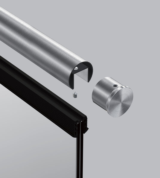 Тапа за ръкохватка ф42,4х1,5мм. с канал за стъкло или LED от неръждаема стомана - Инокс