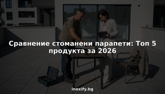 Строителят и архитектът обсъждат и сравняват металните парапети на открито.