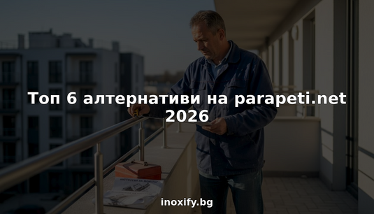 Мениджърът оглежда парапета на балкона от неръждаема стомана, за да провери качеството на изработката и монтажа.