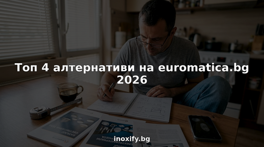 Инженер разглежда хартиени каталози на продукти, седнал на масата.