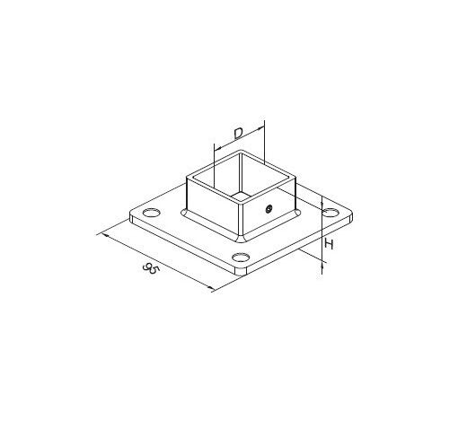 Стенен фланец за квадратен профил ф40х40мм. - Инокс