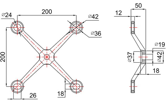 Спайдер 4-точков фасаден държач за стъкло (spider system)