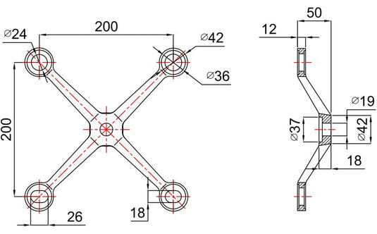 Spider System Frame Спайдер 4-точков фасаден държач за стъкло (spider system) - Inoxify