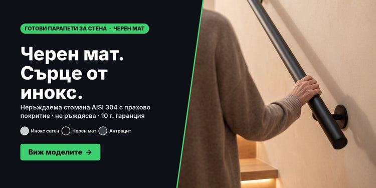 Готов парапет за стена черен мат — неръждаема стомана