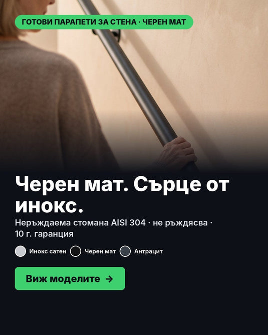 Готов парапет за стена черен мат — неръждаема стомана
