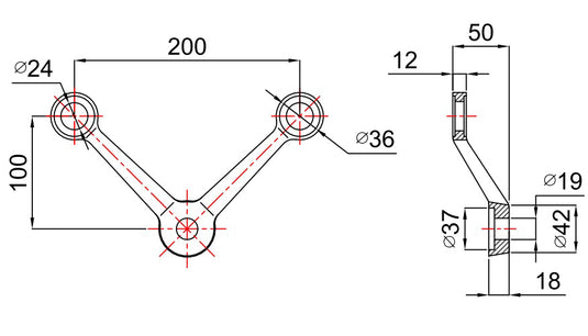 Спайдер 2-точков (90гр.) фасаден държач за стъкло (spider system)