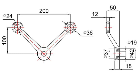 Спайдер 2-точков (90гр.) фасаден държач за стъкло (spider system) — изглед 2