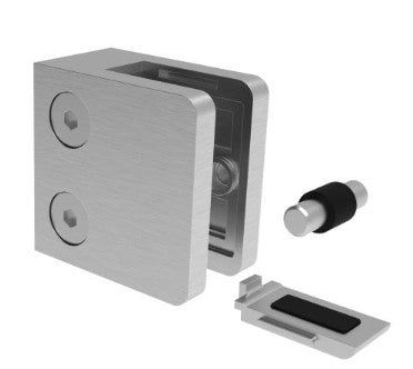 Квадратен държач за стъкло 45мм (3.5–12.76мм) – прав – Инокс